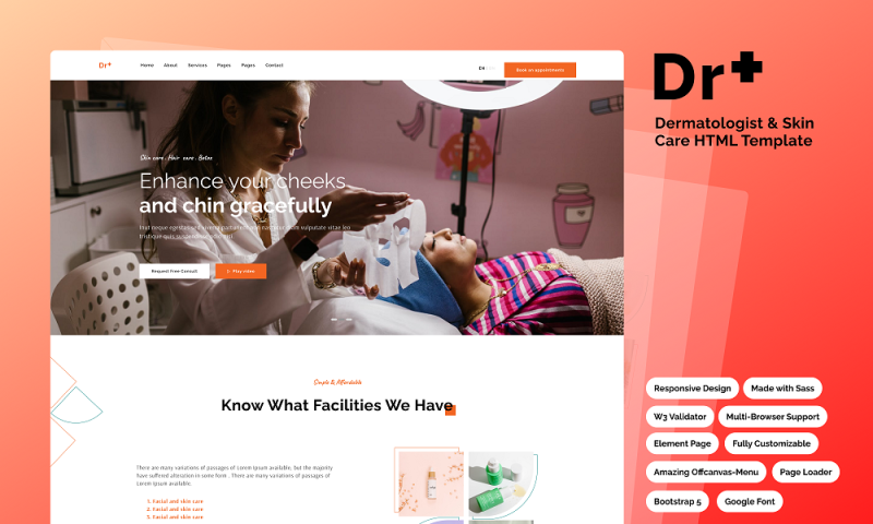 Dr+ - Template for Dermatology and Skin Care Website